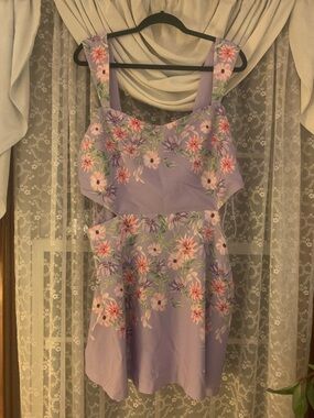 Express Lavender Floral A-Line Dress